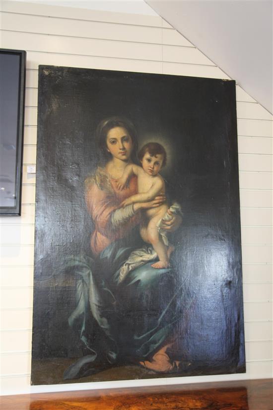 Italian School c.1900 Madonna and child, 61.5 x 42in., unframed